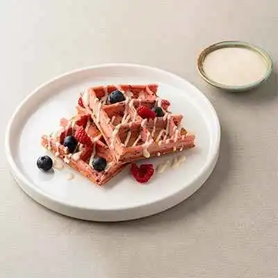 Red Velvet Waffle With Vanilla Sauce